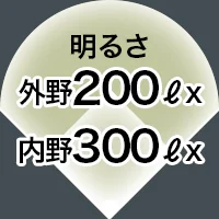 明るさ 内野:300ℓx 外野:200ℓx